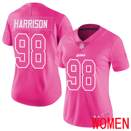 Detroit Lions Limited Pink Women Damon Harrison Jersey NFL Football #98 Rush Fashion->women nfl jersey->Women Jersey